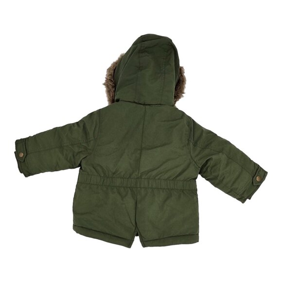 Carters Parka Jacket 18M Sherpa Lined Hooded Olive Green Faux Fur Trim NWT - Picture 2 of 15